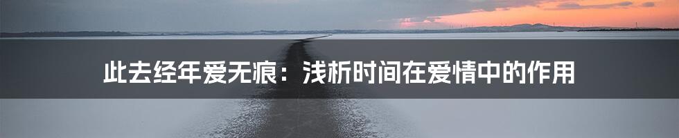 此去经年爱无痕：浅析时间在爱情中的作用