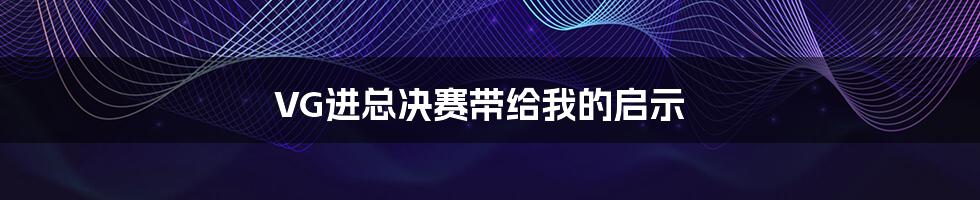 VG进总决赛带给我的启示