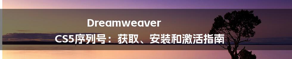 Dreamweaver CS5序列号：获取、安装和激活指南