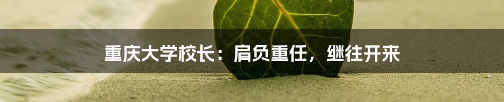 重庆大学校长：肩负重任，继往开来