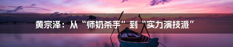 黄宗泽:从“师奶杀手”到“实力演技派”