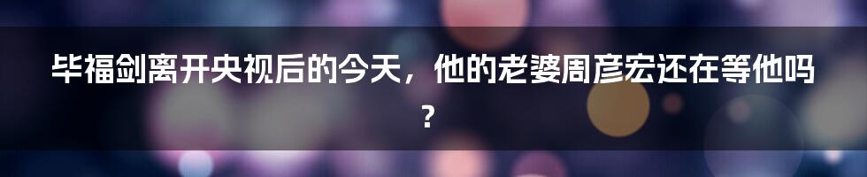 毕福剑离开央视后的今天，他的老婆周彦宏还在等他吗？