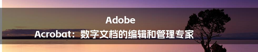 Adobe Acrobat：数字文档的编辑和管理专家