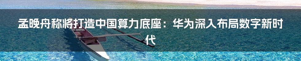 孟晚舟称将打造中国算力底座：华为深入布局数字新时代