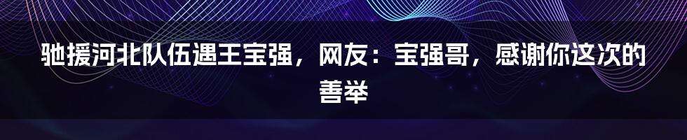 驰援河北队伍遇王宝强,网友:宝强哥,感谢你这次的善举