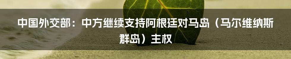 中国外交部：中方继续支持阿根廷对马岛（马尔维纳斯群岛）主权