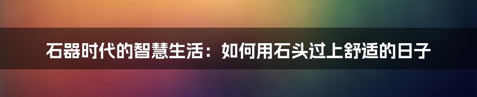 石器时代的智慧生活：如何用石头过上舒适的日子