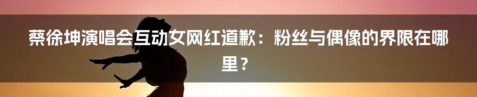 蔡徐坤演唱会互动女网红道歉：粉丝与偶像的界限在哪里？