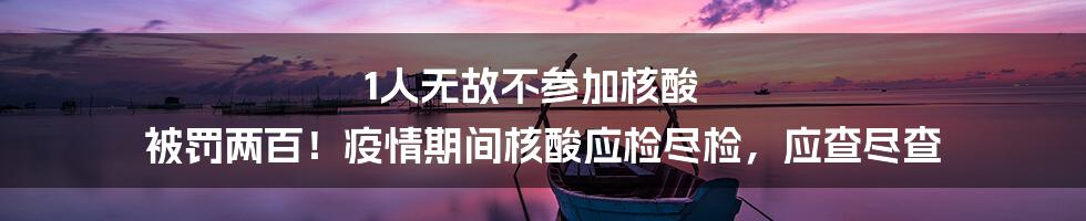 1人无故不参加核酸 被罚两百!疫情期间核酸应检尽检,应查尽查