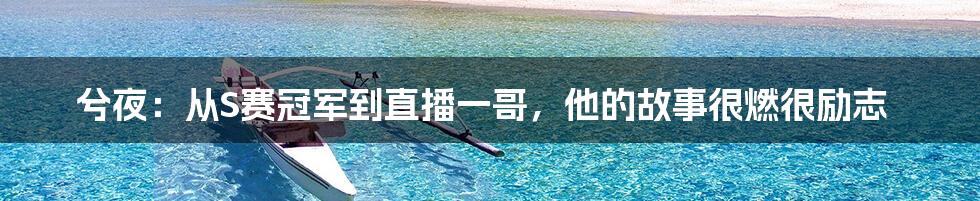 兮夜:从S赛冠军到直播一哥,他的故事很燃很励志