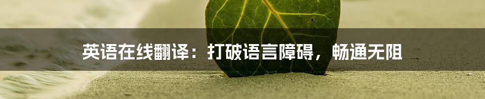 英语在线翻译：打破语言障碍，畅通无阻