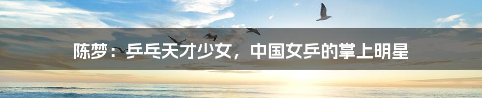 陈梦:乒乓天才少女,中国女乒的掌上明星