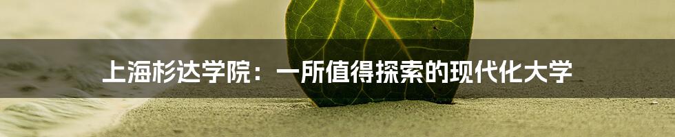 上海杉达学院：一所值得探索的现代化大学