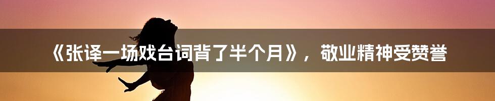 《张译一场戏台词背了半个月》，敬业精神受赞誉