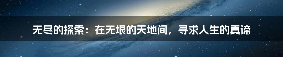 无尽的探索:在无垠的天地间,寻求人生的真谛