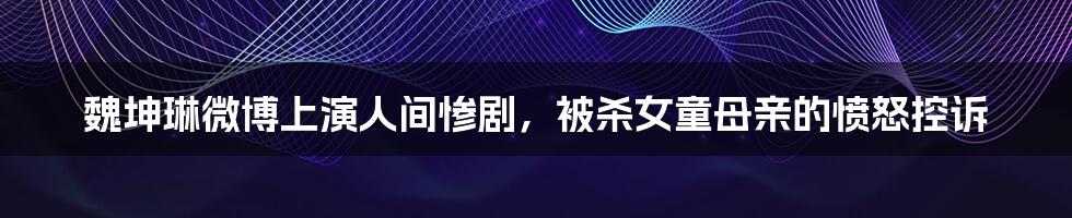 魏坤琳微博上演人间惨剧,被杀女童母亲的愤怒控诉