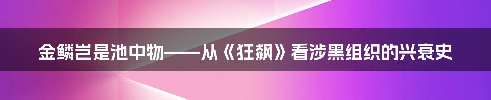 金鳞岂是池中物——从《狂飙》看涉黑组织的兴衰史