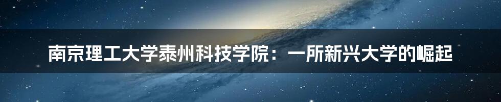 南京理工大学泰州科技学院：一所新兴大学的崛起