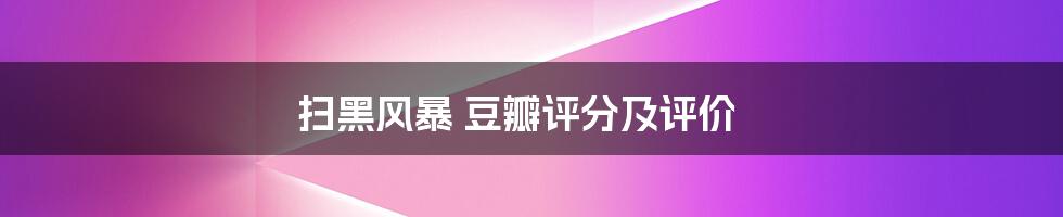 扫黑风暴 豆瓣评分及评价