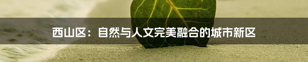 西山区：自然与人文完美融合的城市新区