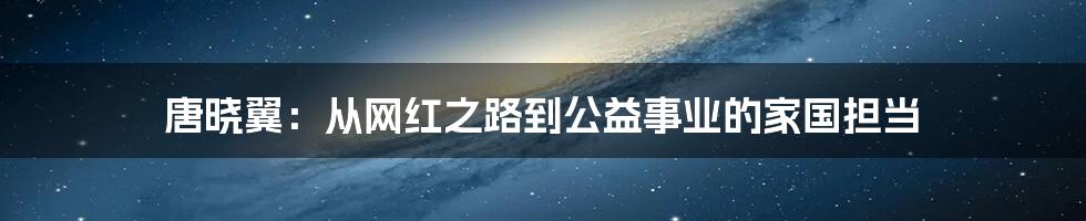 唐晓翼：从网红之路到公益事业的家国担当