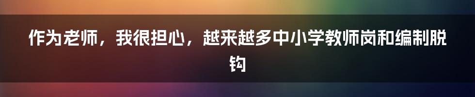 作为老师，我很担心，越来越多中小学教师岗和编制脱钩