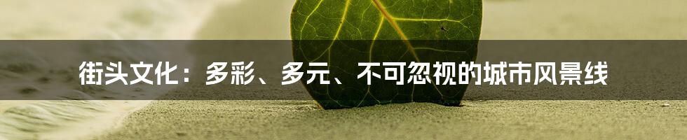 街头文化:多彩、多元、不可忽视的城市风景线