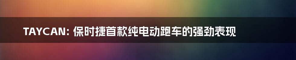 TAYCAN: 保时捷首款纯电动跑车的强劲表现