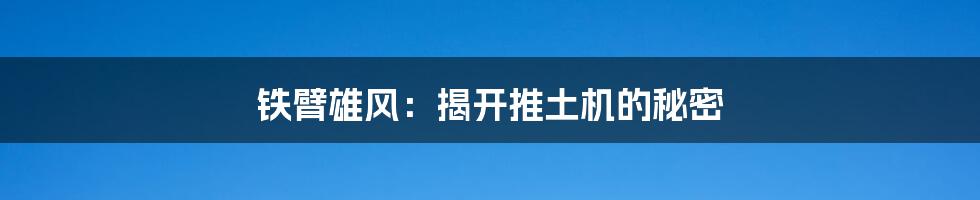 铁臂雄风：揭开推土机的秘密