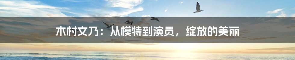 木村文乃:从模特到演员,绽放的美丽