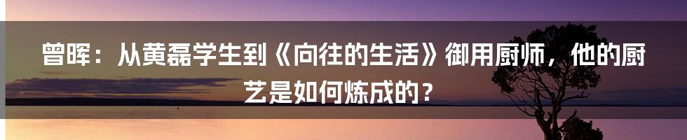 曾晖：从黄磊学生到《向往的生活》御用厨师，他的厨艺是如何炼成的？