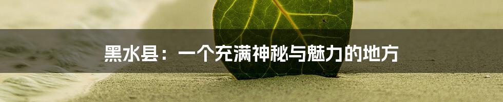 黑水县：一个充满神秘与魅力的地方