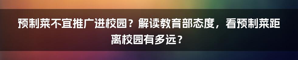预制菜不宜推广进校园?解读教育部态度,看预制菜距离校园有多远?