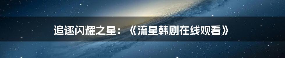 追逐闪耀之星:《流星韩剧在线观看》