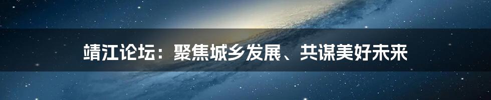 靖江论坛:聚焦城乡发展、共谋美好未来