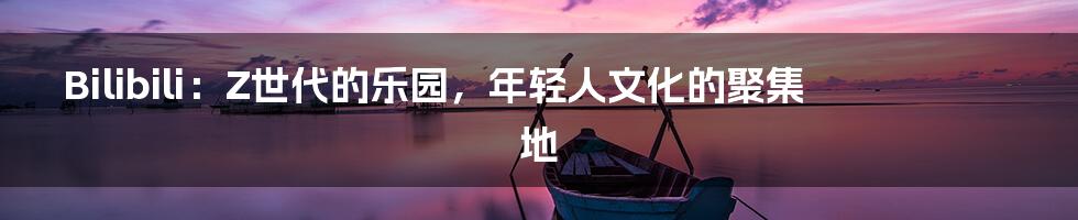 Bilibili:Z世代的乐园,年轻人文化的聚集地