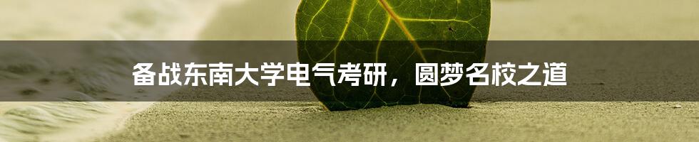备战东南大学电气考研,圆梦名校之道