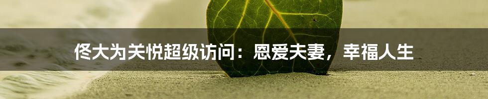 佟大为关悦超级访问:恩爱夫妻,幸福人生