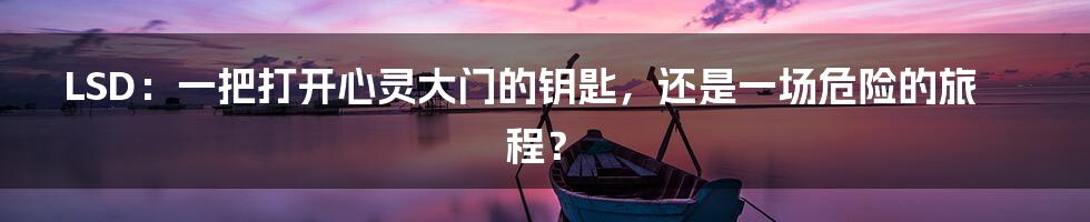 LSD:一把打开心灵大门的钥匙,还是一场危险的旅程?