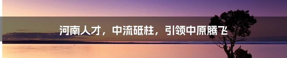 河南人才,中流砥柱,引领中原腾飞