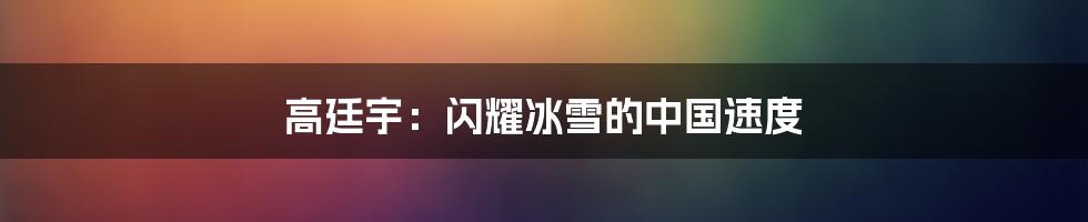高廷宇:闪耀冰雪的中国速度