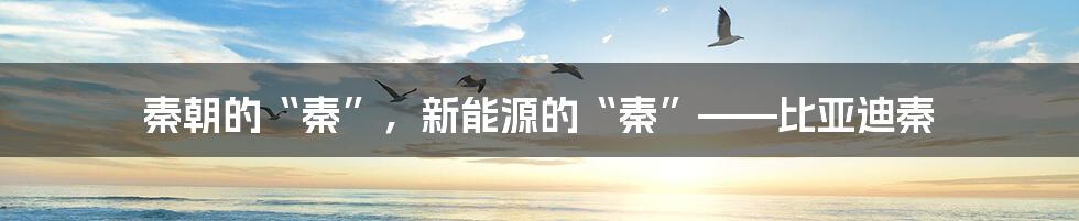 秦朝的“秦”,新能源的“秦”——比亚迪秦