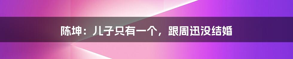 陈坤:儿子只有一个,跟周迅没结婚