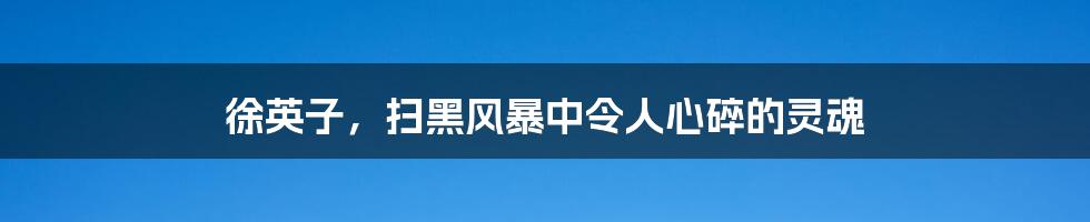 徐英子,扫黑风暴中令人心碎的灵魂