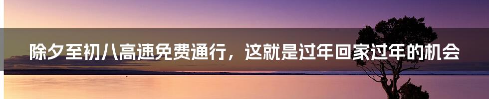 除夕至初八高速免费通行，这就是过年回家过年的机会