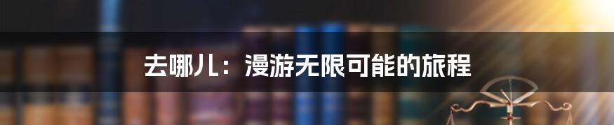 去哪儿：漫游无限可能的旅程