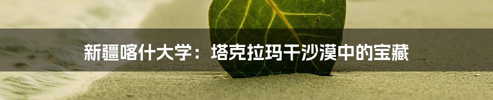 新疆喀什大学：塔克拉玛干沙漠中的宝藏