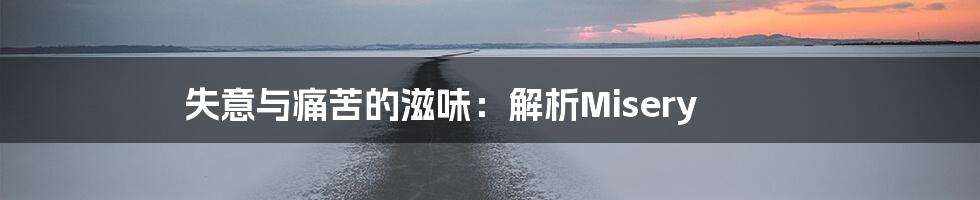 失意与痛苦的滋味:解析Misery