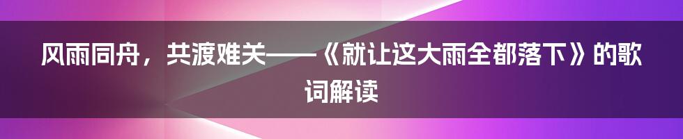 风雨同舟，共渡难关——《就让这大雨全都落下》的歌词解读