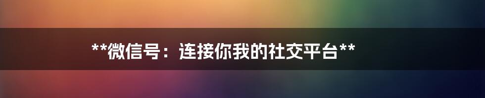 **微信号：连接你我的社交平台**